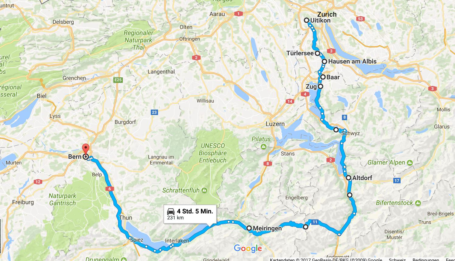 Zurich to Bern