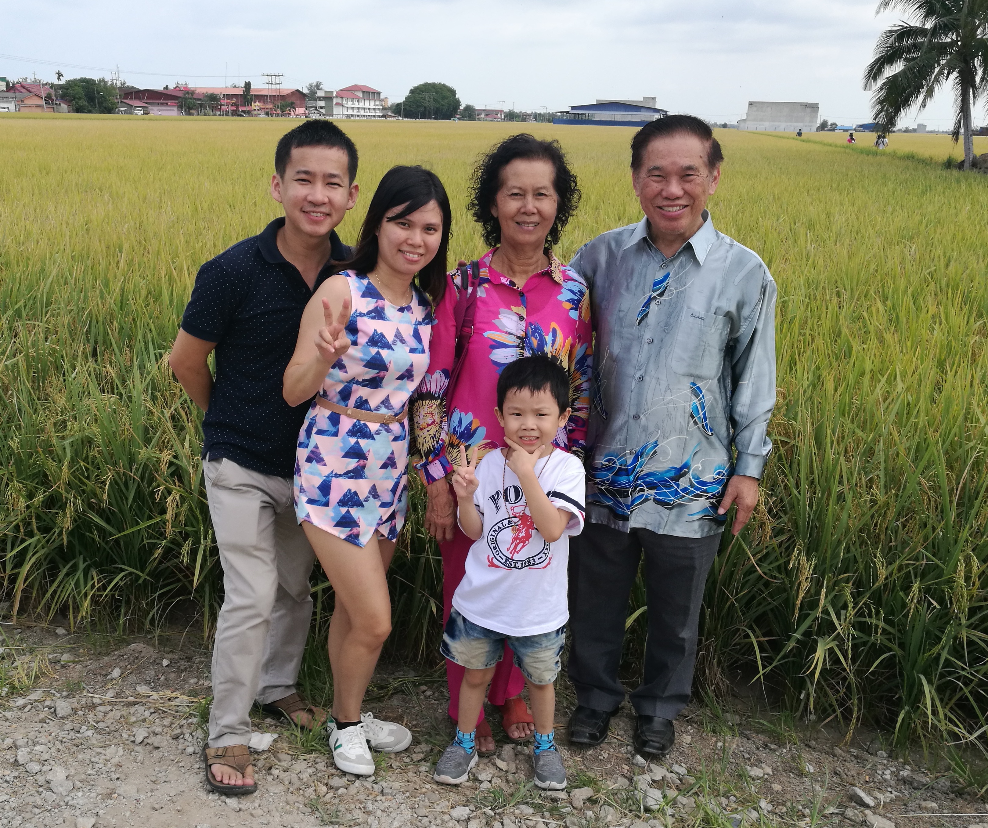 In front of rice fields