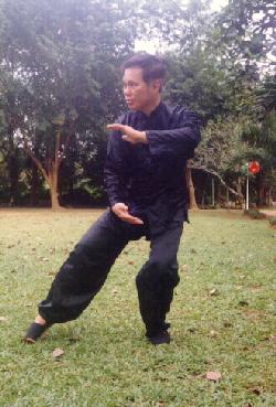 Sifu Wong holding a ball of energy in a Taijiquan move